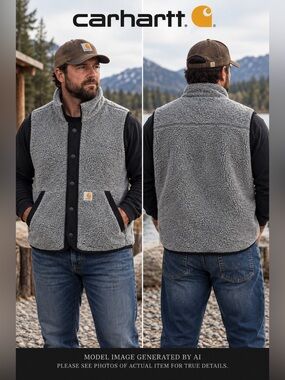 Carhartt Sherpa Fleece Vest XXL Relaxed Fit Workwear Pockets Outdoor Snap‎ Front